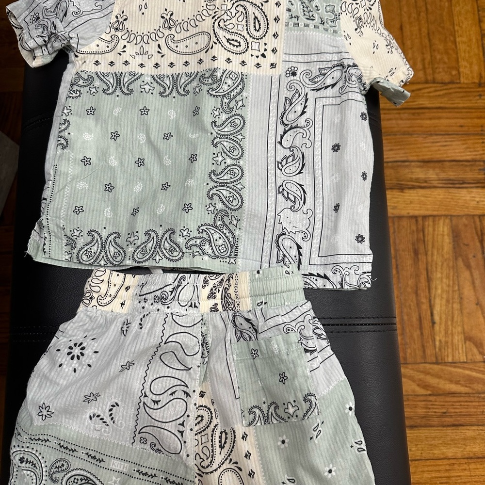 Kith Kids Patchwork Paisley Set - Green and Cream